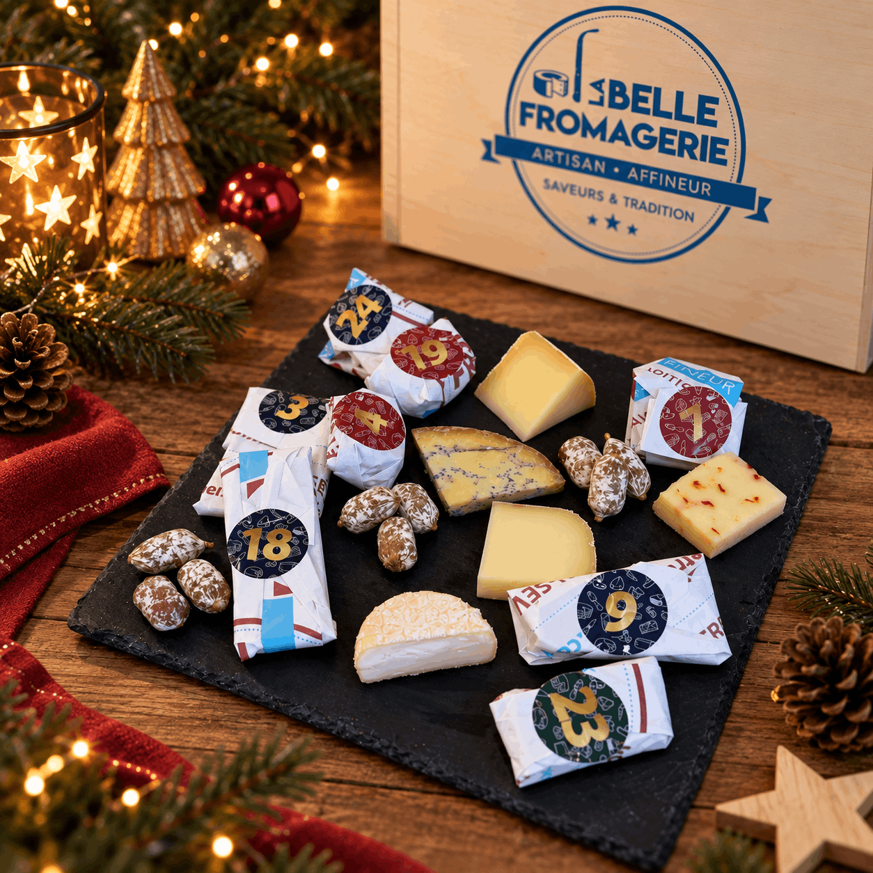 Le calendrier de l'avent Fromage et Mini-saucissons Sélection La Belle Fromagerie 2026